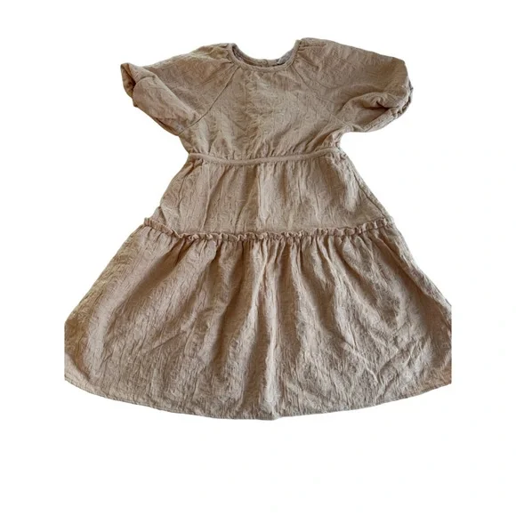 Girls Zara Dress Size 7 Peach Short Sleeve - Picture 2 of 3
